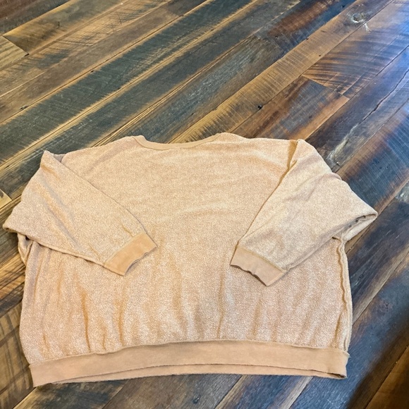 Free People Intimately Fleece Pullover Sweatshirt Split Trim Crew neck size M - Picture 4 of 7